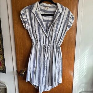 Japna Casual Navy and White Striped Dress